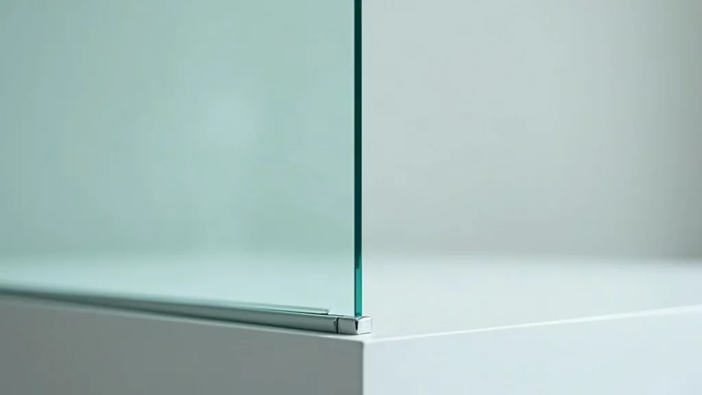 Frameless glass partition wall with polished edges